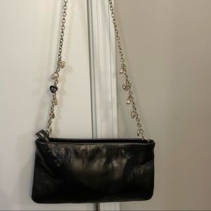 Black vintage pouch crossbody bag with gold chain